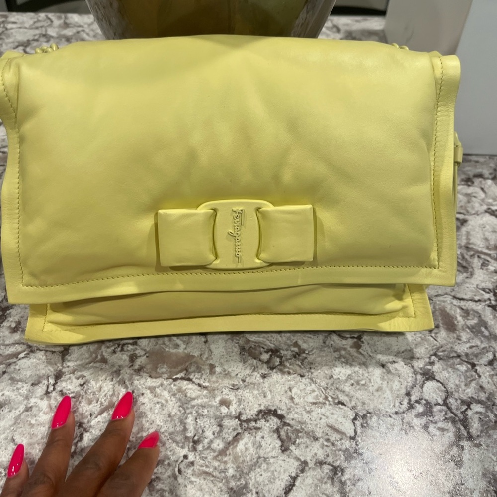 Salvatore Ferragamo Lemon Leather Shoulder Bag